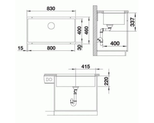 Кухонная мойка Blanco Subline 800-U антрацит (523141)