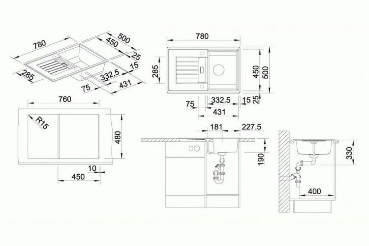 Размеры раковин встраиваемой кухни. Blanco Zia 45s. Кухонная мойка Blanco Zia 45 s. Врезная кухонная мойка 50 см, Blanco Zia 45s Silgranit PURADUR. Кухонная мойка Бланко зиа 45s компакт силгранит вырез под раковину.