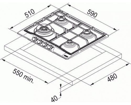 Встраиваемая газовая варочная поверхность Franke FCH 604 3G TC ON C