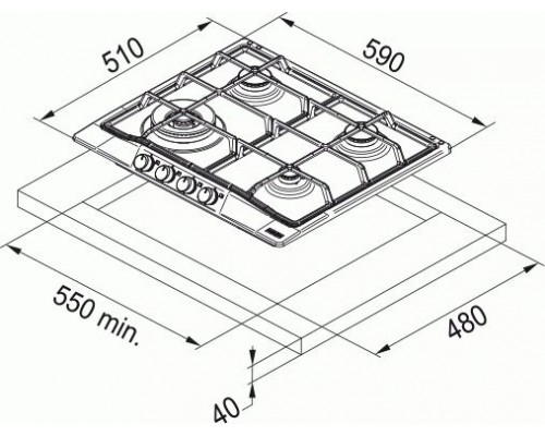 Встраиваемая газовая варочная поверхность Franke FCH 604 3G TC PW C