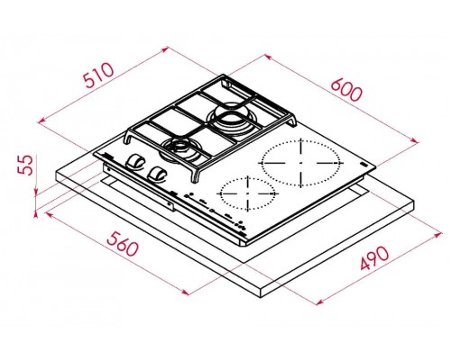 Варочная газовая + электрическая поверхность Teka HYBRID JZC 64322 ABN Black